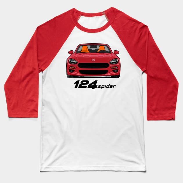 Fiat 124 Spider - Red Baseball T-Shirt by Woreth